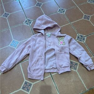 Kids Hoodie in Soft Pink with Bear Design